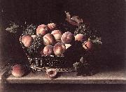 Basket with Peaches and Grapes